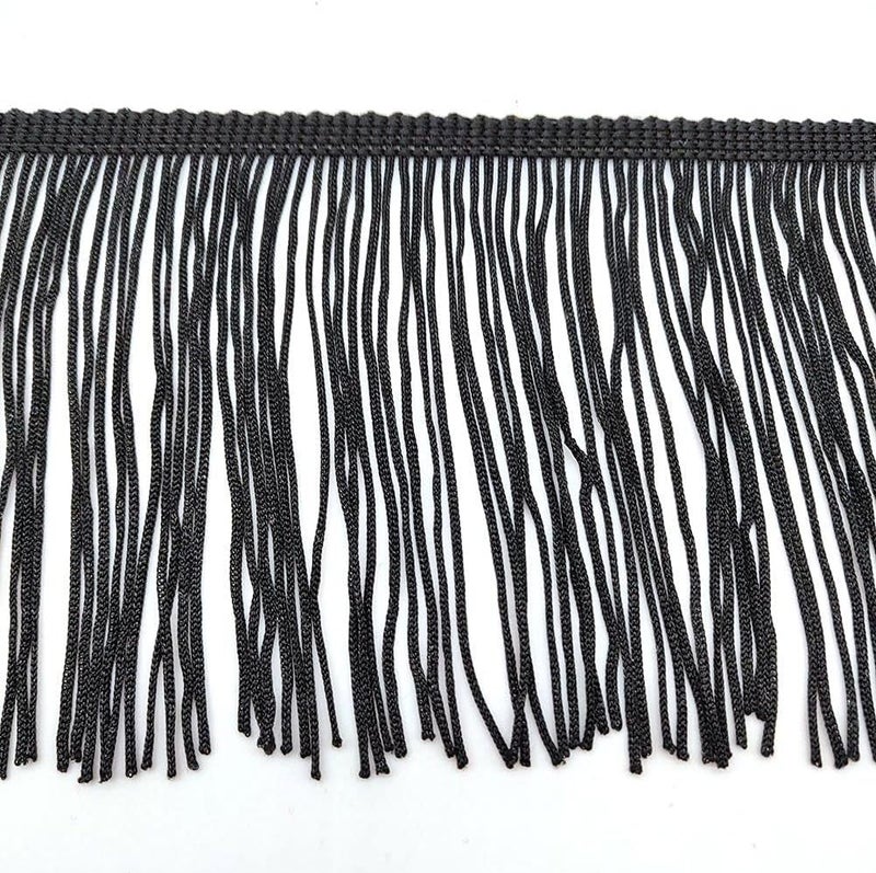 Lauthen.S 10 Yards of 3.5" Chainette Fringe Trim Tassel Sewing Trim for DIY Craft Latin Dress Lamp Shade Decoration Black - Image 2